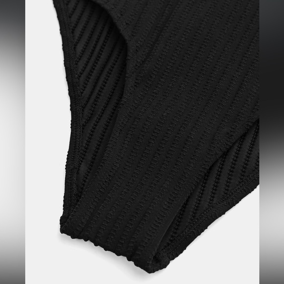 Black Ginger Ribbed & Ruched One-Piece - Picture 8 of 14